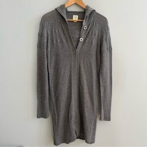 Title Nine Women's Gray Washable Wool Duster Cardigan Size Large Layering Hooded